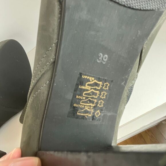 Mint Velvet Leather Grommet Accent Ankle Boots 39 Gray - Picture 8 of 13